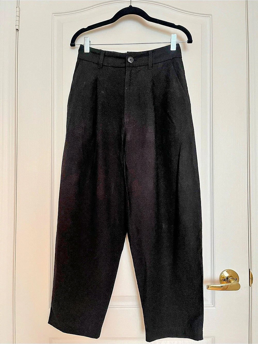 Uniqlo Comptoir Des Cottonniers | Wide Leg Linen Blend Pants in Black (Size Smal